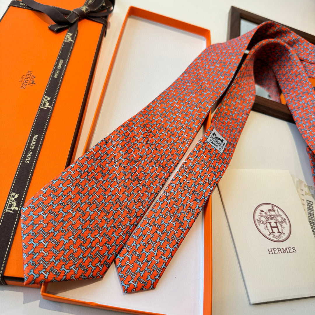 HM Boucles En Vrac Tie Orange Twill Silk 210010