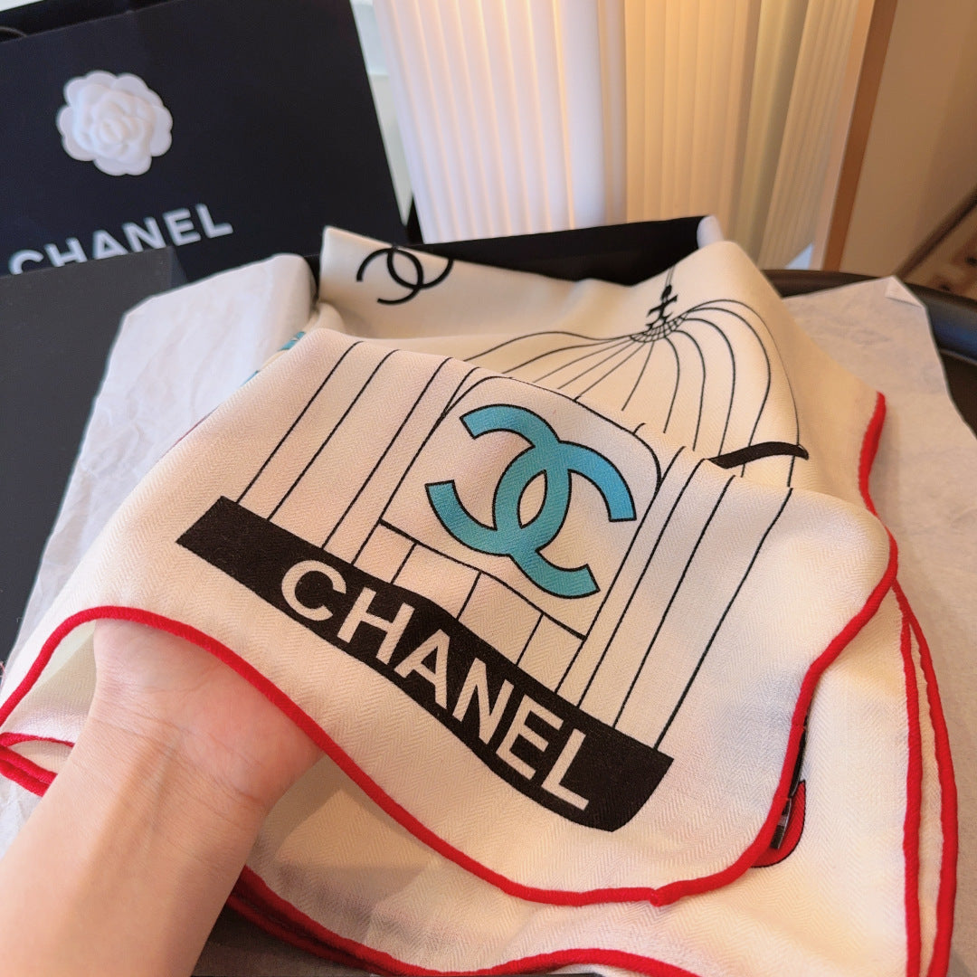 CC 25s Scarf 140cm White Multicolor Cashmere 973461