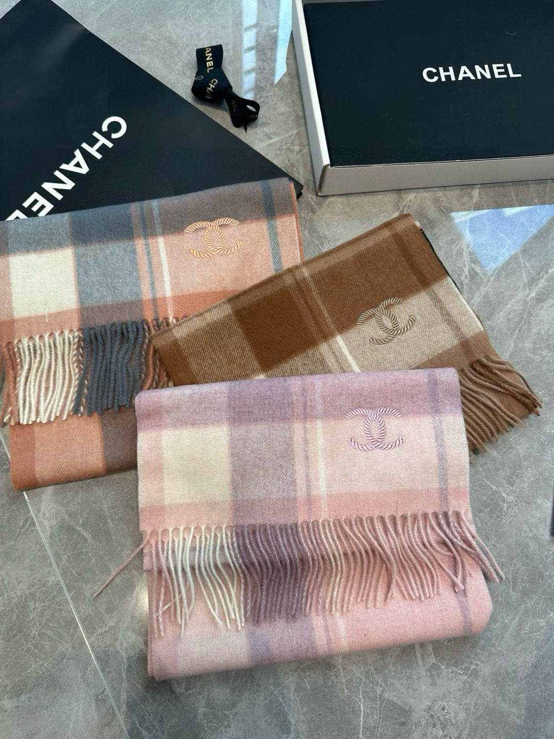 CC 25s Scarf 180cm Camel Brown Cashmere 973464