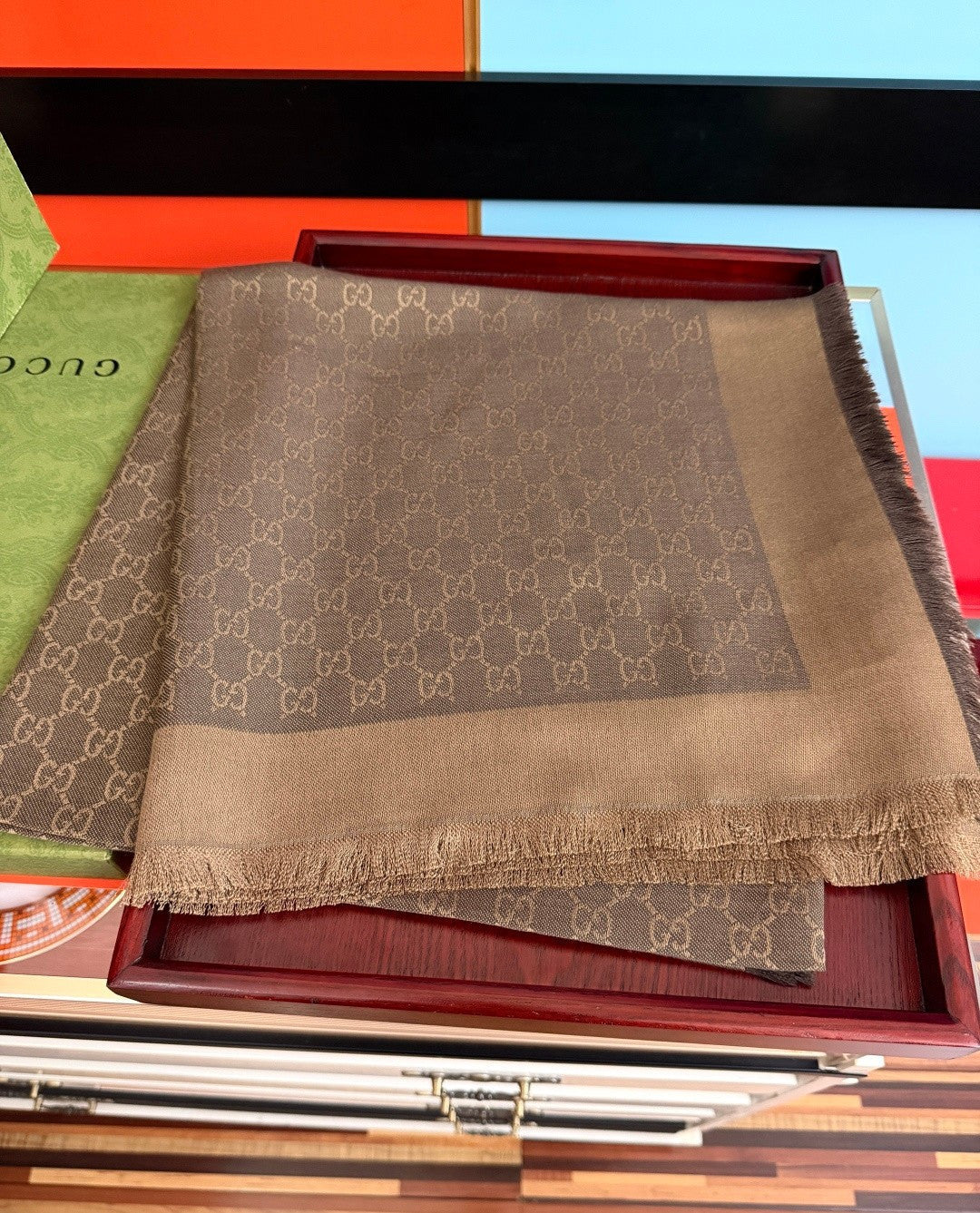 GG 26s Scarf 140 In Cashmere And Silk 521950