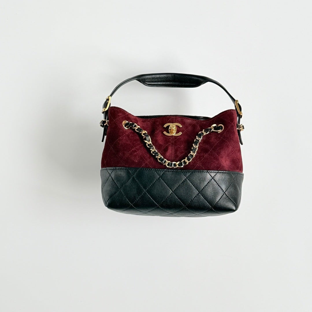 CC 26s Mini Shopping Bag Burgundy Black Suede Lambskin 996787