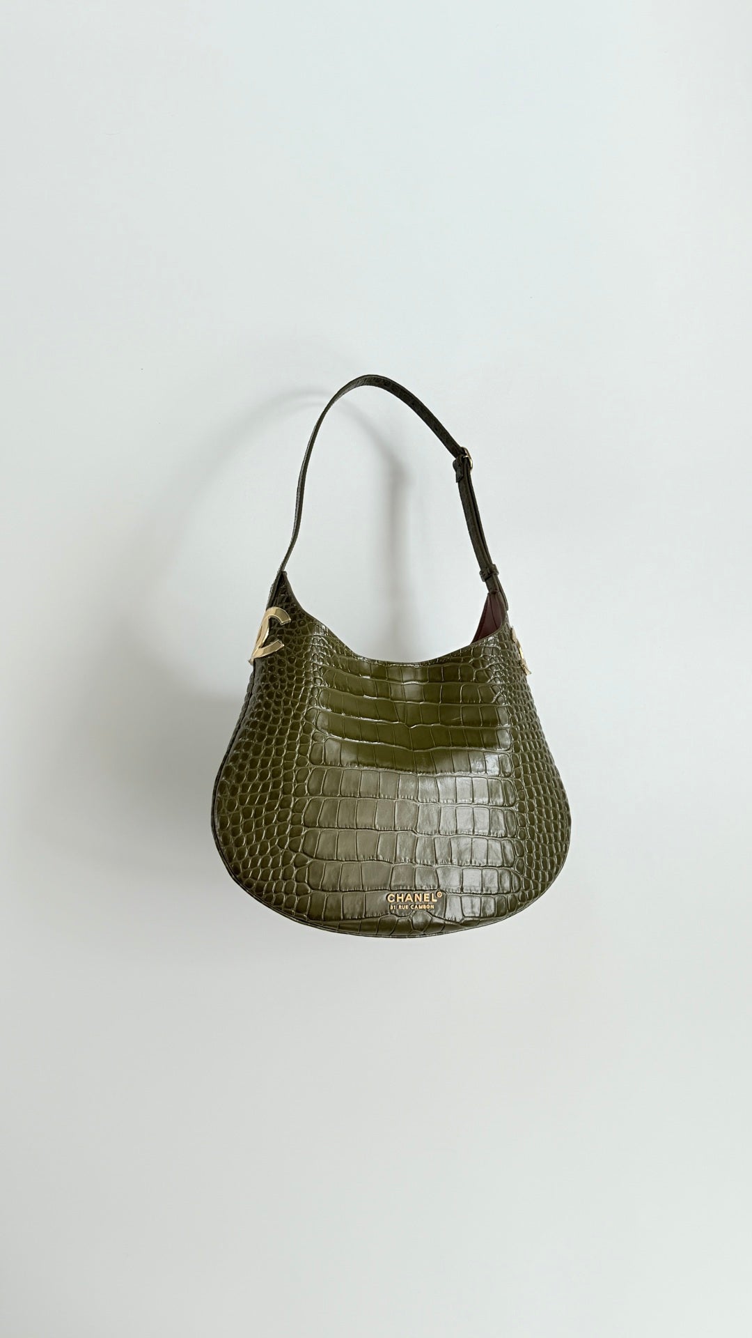 CC 26s Hobo Bag Olive Green Crocodile Embossed Calfskin 996784
