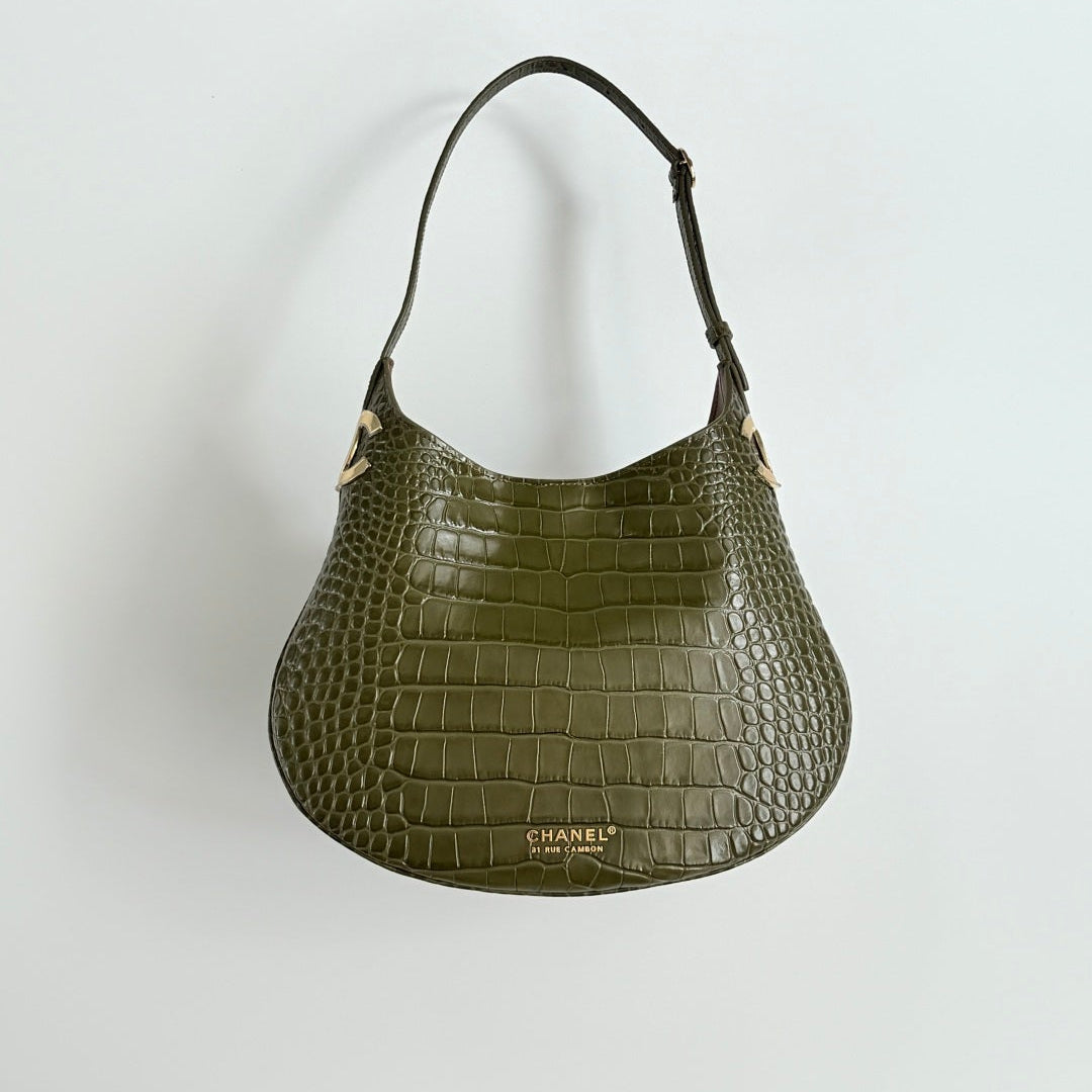 CC 26s Hobo Bag Olive Green Crocodile Embossed Calfskin 996784