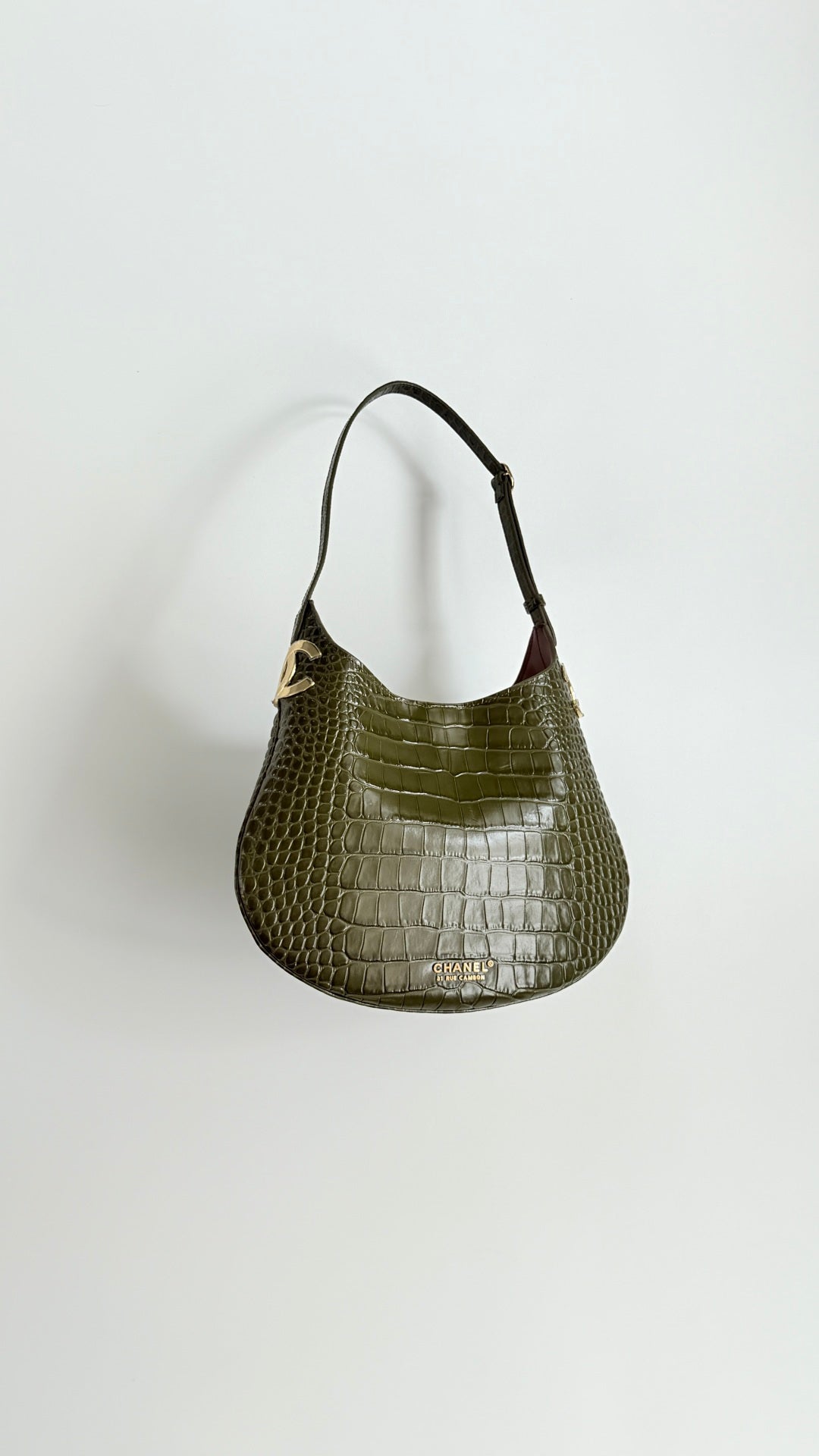 CC 26s Hobo Bag Olive Green Crocodile Embossed Calfskin 996784