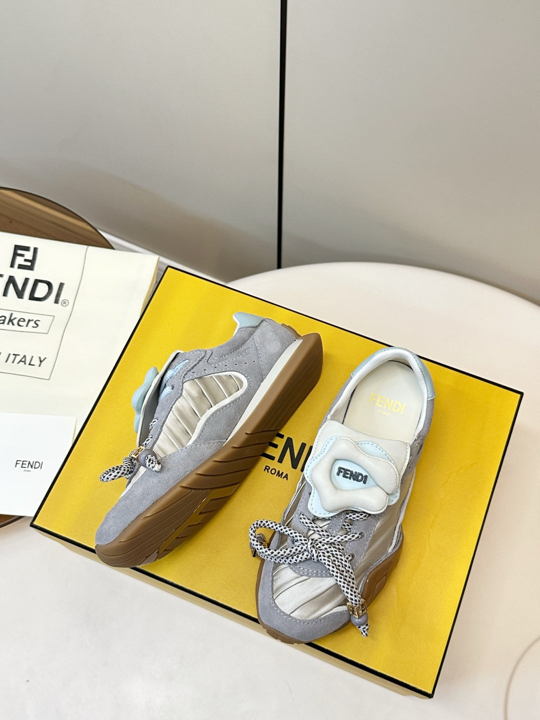 Fendi Wave Pulse Light Grey Fabric Suede 862618