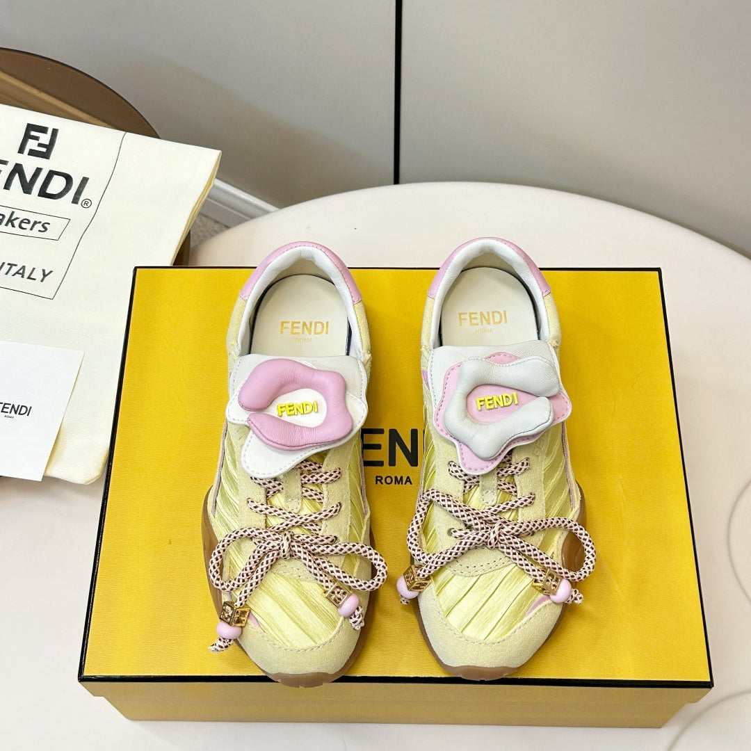 Fendi Wave Pulse Yellow Fabric Suede 862620