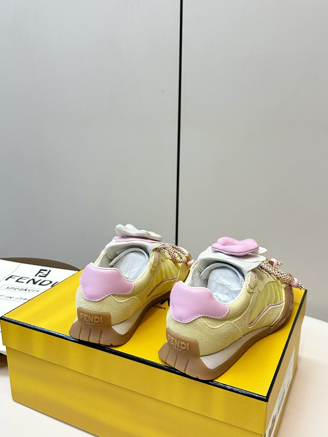 Fendi Wave Pulse Yellow Fabric Suede 862620