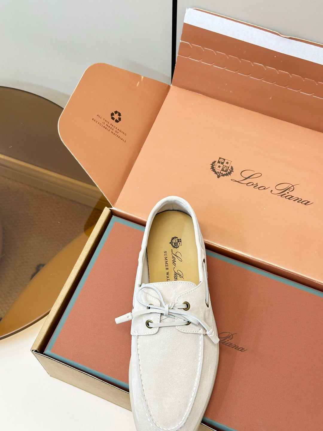 Loro Piana Shoes Sea-Sail Walk Loafer White Suede 178084