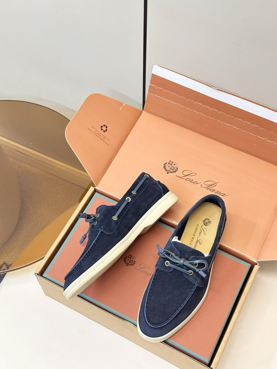 Loro Piana Shoes Sea-Sail Walk Loafer Navy Blue Suede 178086