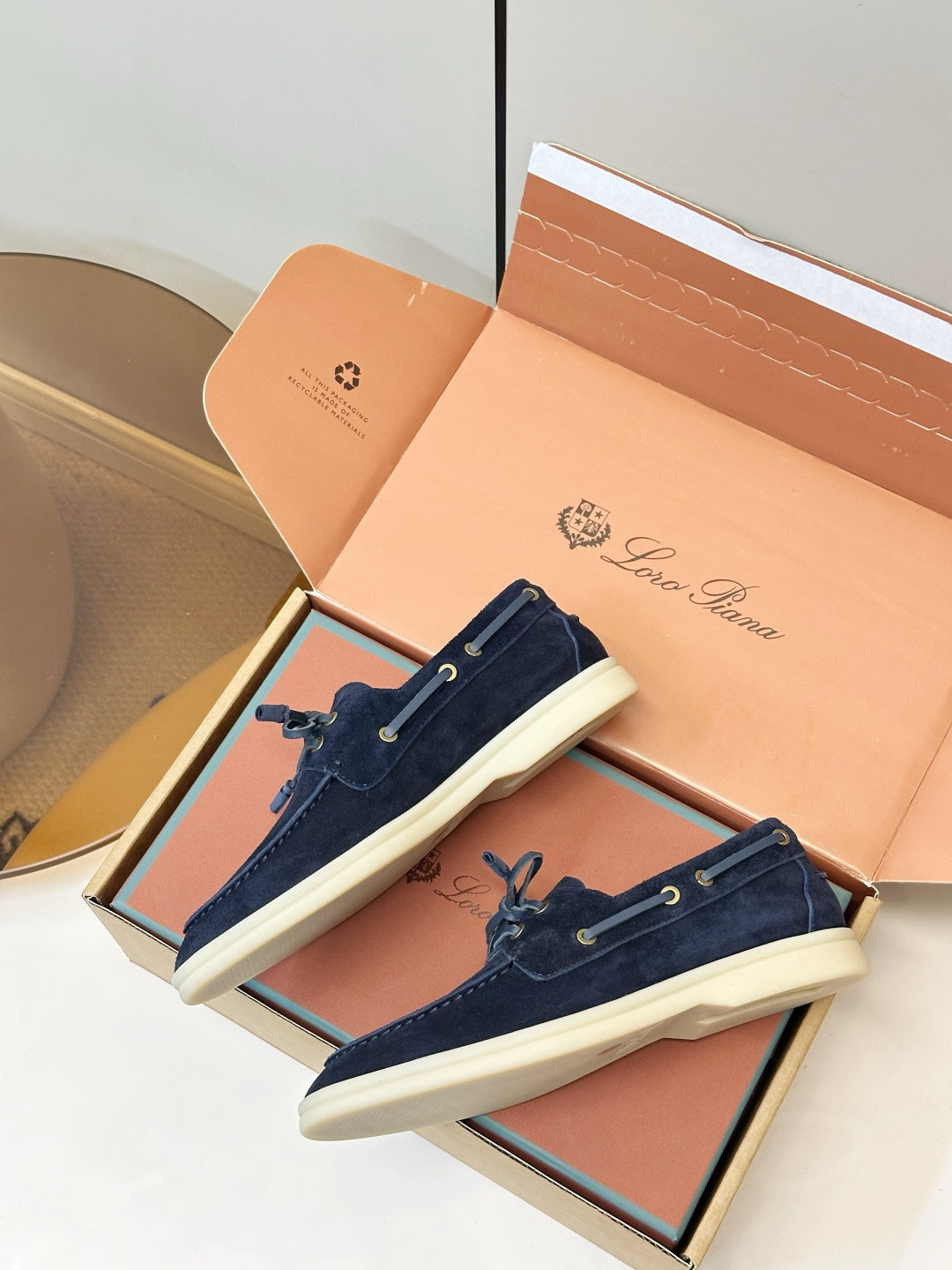 Loro Piana Shoes Sea-Sail Walk Loafer Navy Blue Suede 178086