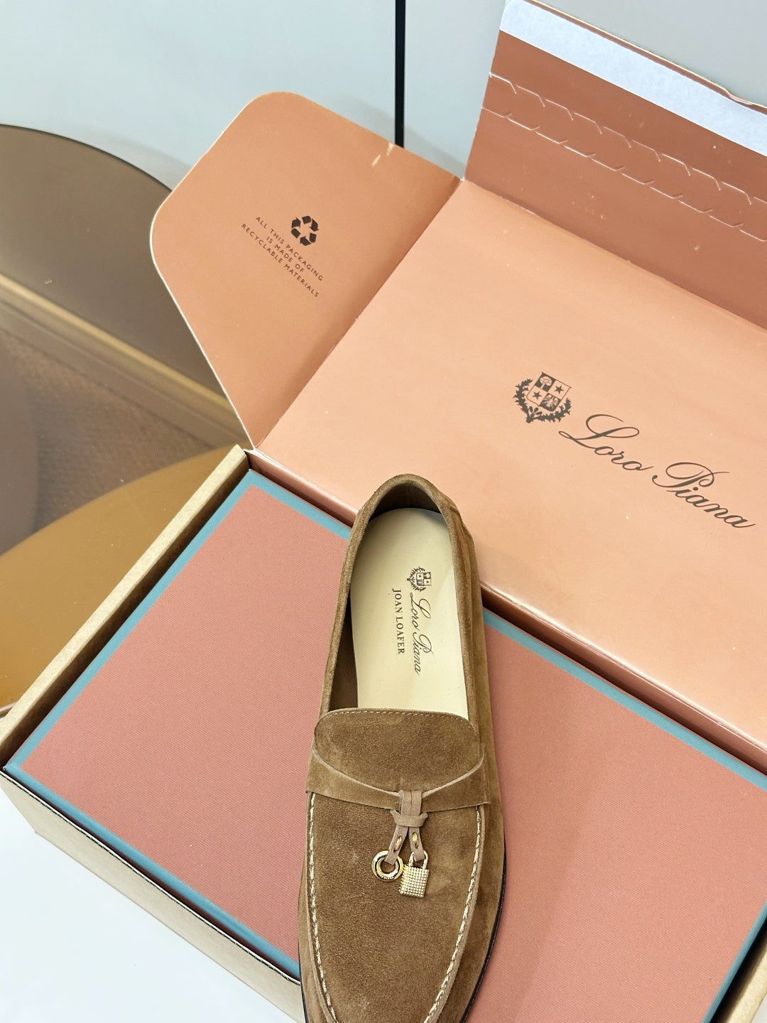 Loro Piana Shoes Joan Loafers Camel Suede Charm 178088