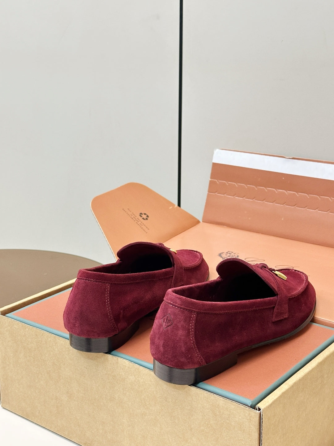 Loro Piana Shoes Joan Loafers Burgundy Suede Charm 178090