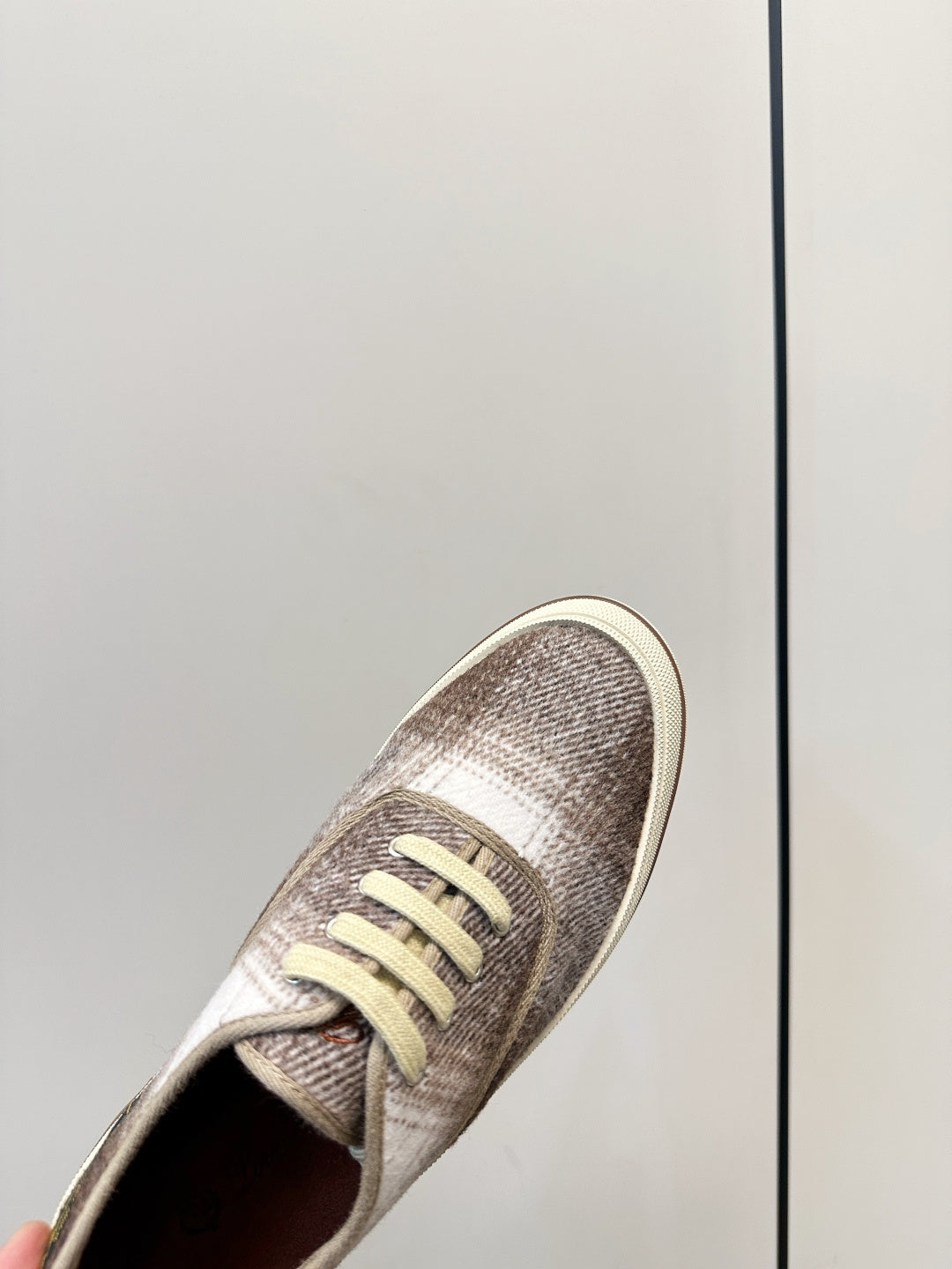 Loro Piana Shoes Nantucket Walk Sneaker Brown Plaid Wool 178083