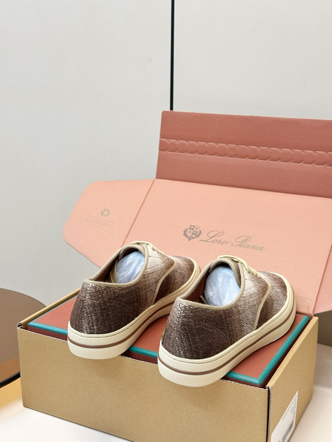 Loro Piana Shoes Nantucket Walk Sneaker Brown Plaid Wool 178083