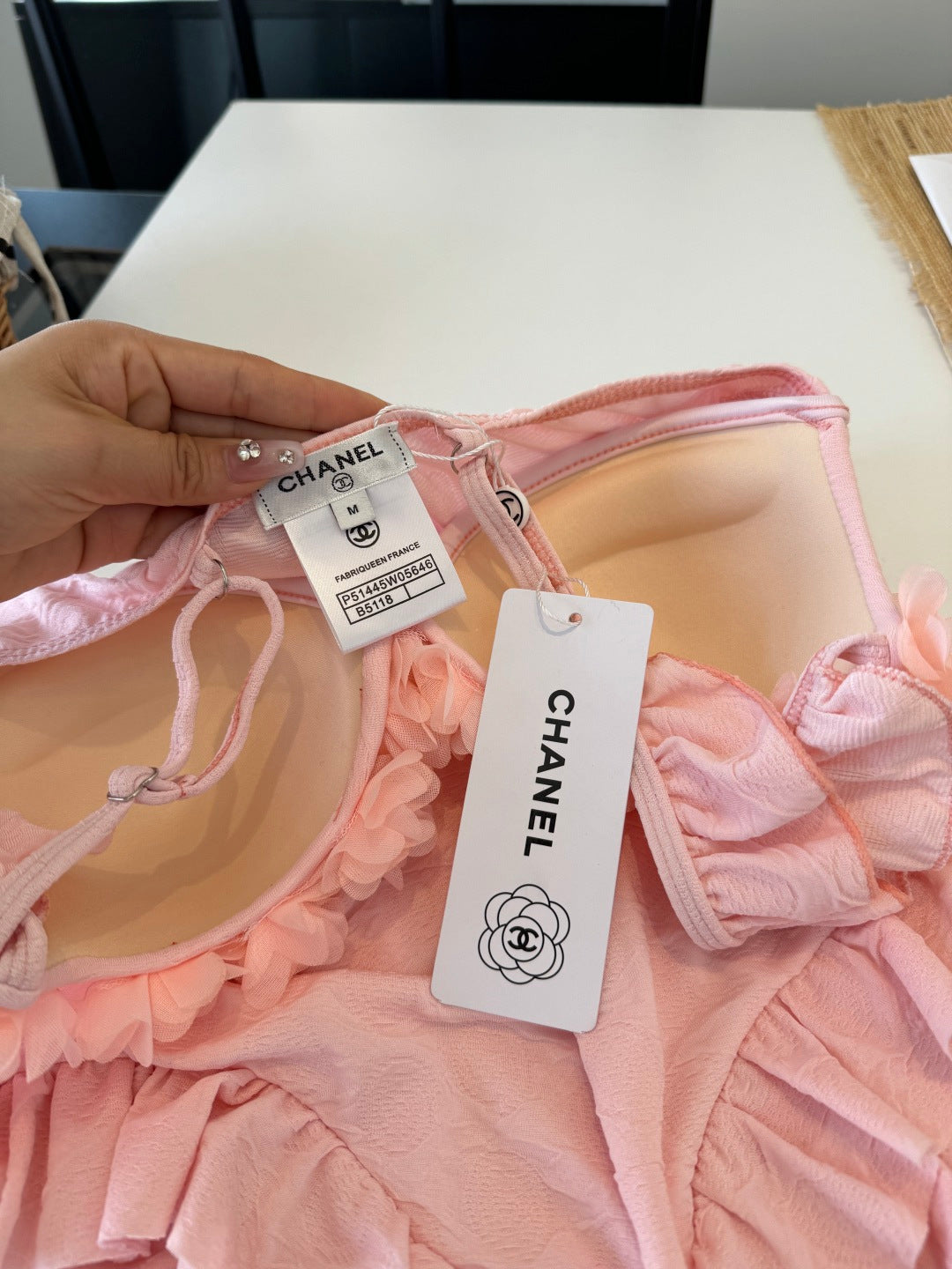 Chanel Ruffles And Floral One-Piece Swimsuit 185849