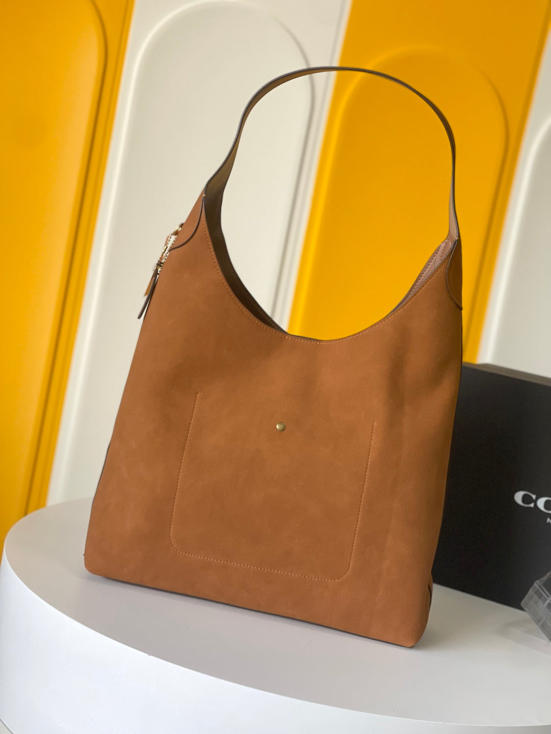 Coach Brooklyn Shoulder Bag 39cm Camel Suede