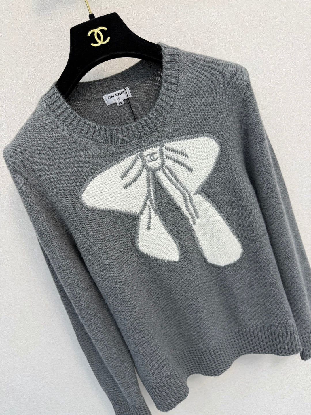 CC 26s Crew Neck Long-Sleeved Top Grey Wool 424801
