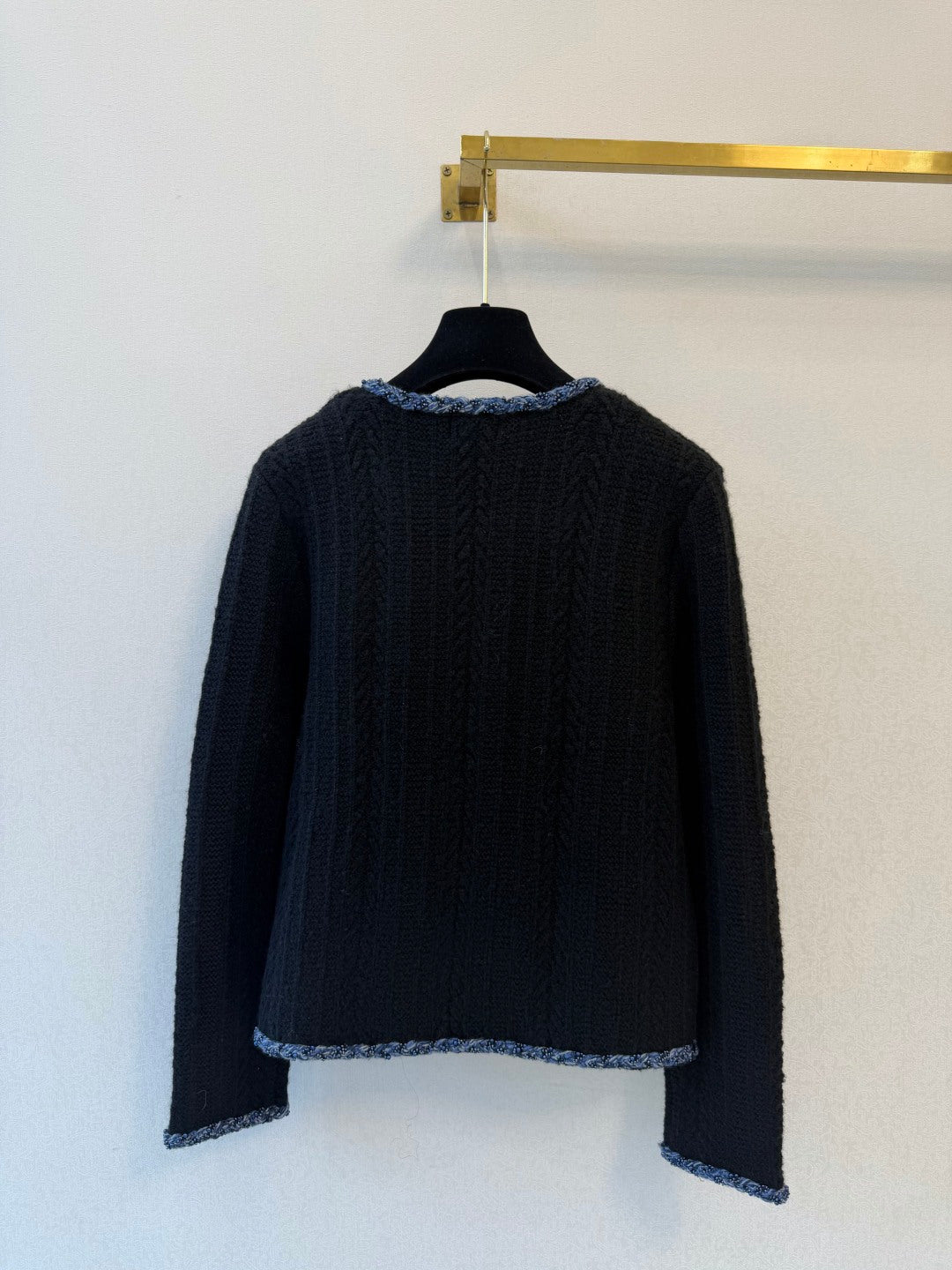 Chanel 2026 Tweed Trim Open Front Cardigan Jacket Cotton Cashmere Blend 438198