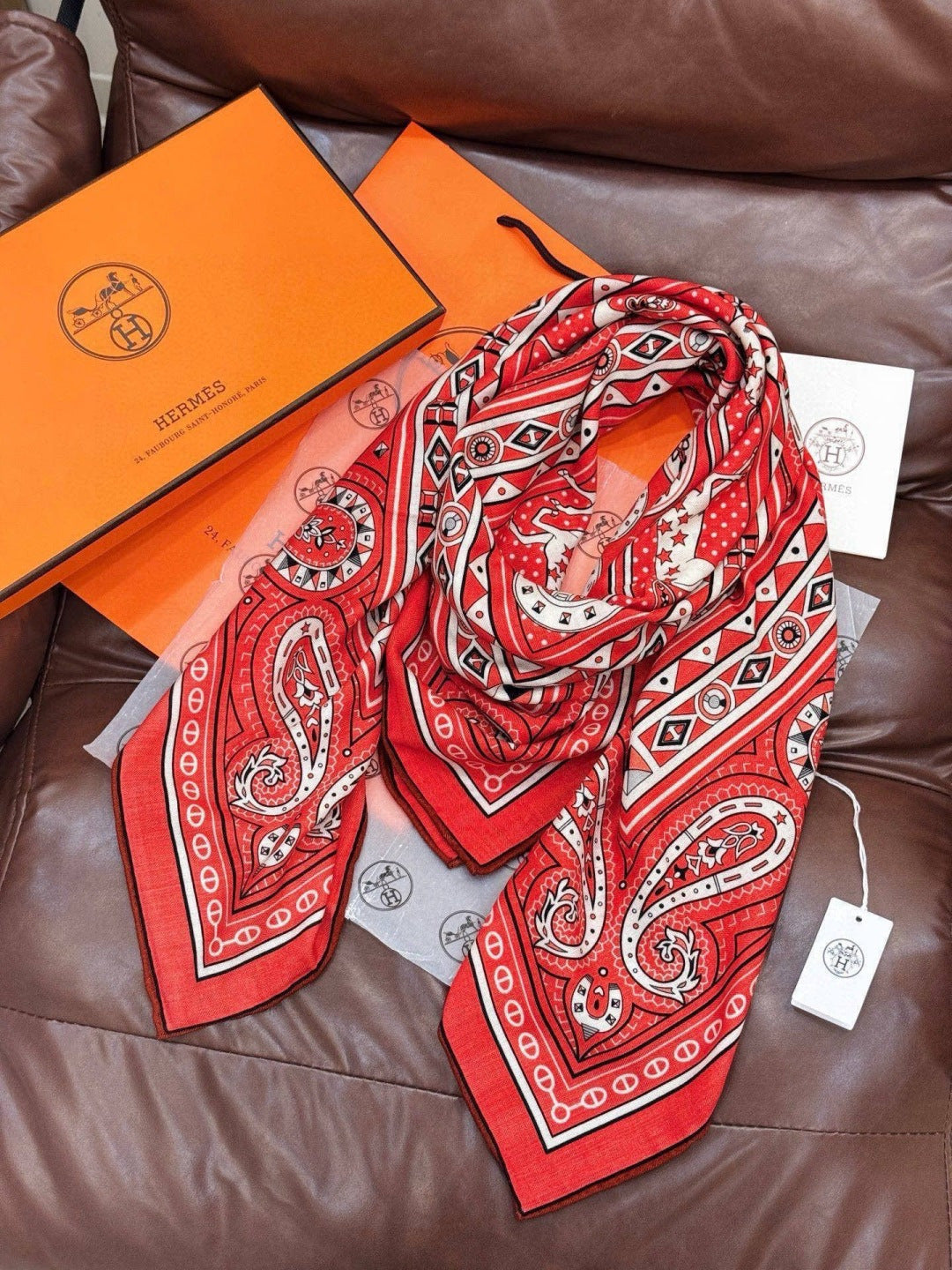 HM 25s Reversible Scarf 140cm Red Cashmere 976275