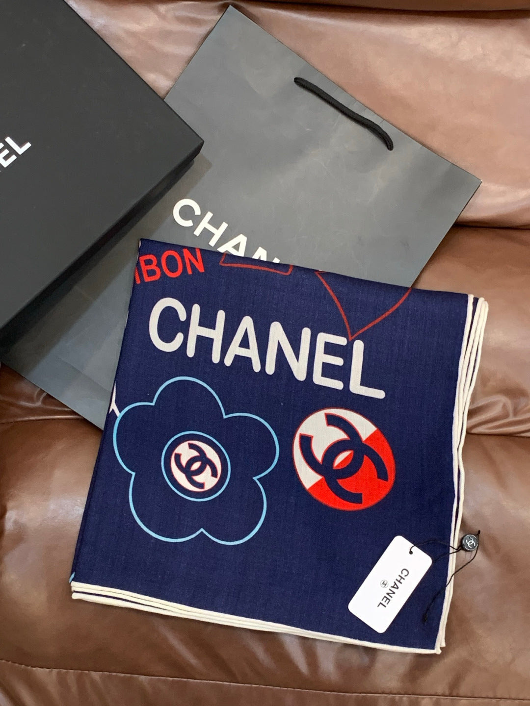 CC Scarf 135cm Navy Blue Mulberry Silk Cashmere 143722