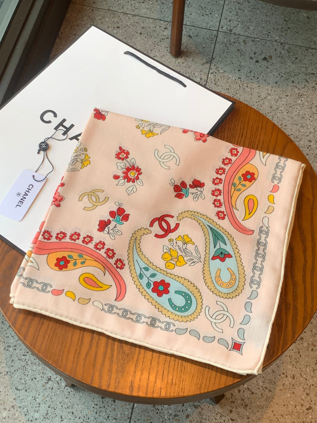 CC Double-Sided Scarf 135cm Ecru Off-white Cream Mulberry Silk Cashmere 153170