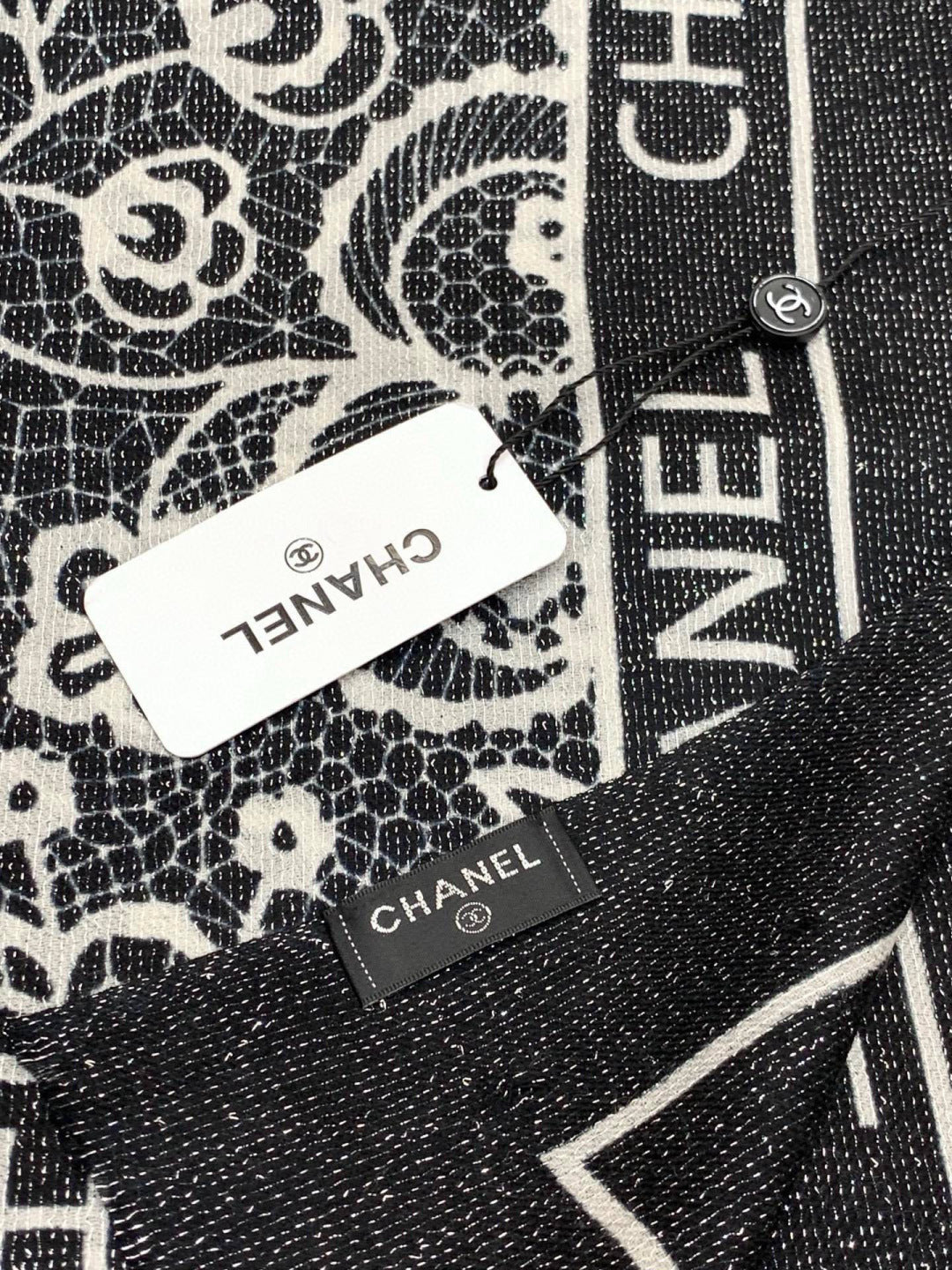 CC Double-Sided Scarf 100*200cm Black White Cashmere 153173