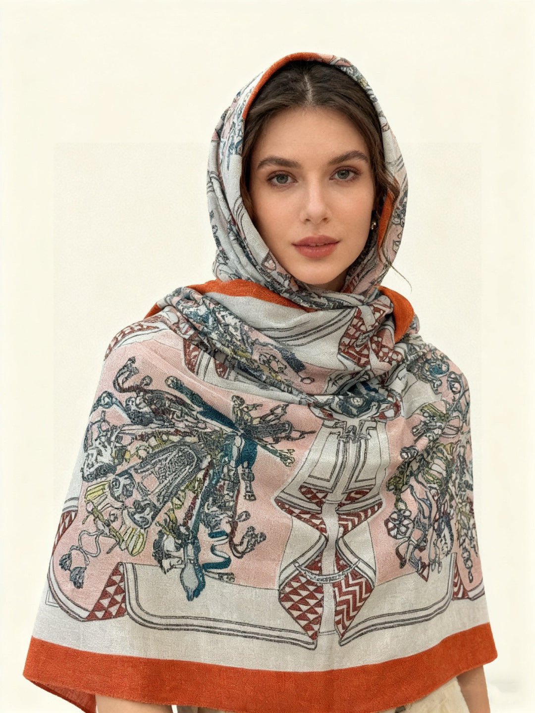 HM 26s Double-sided Scarf 200*100 Rouge Vif White Cashmere 153177