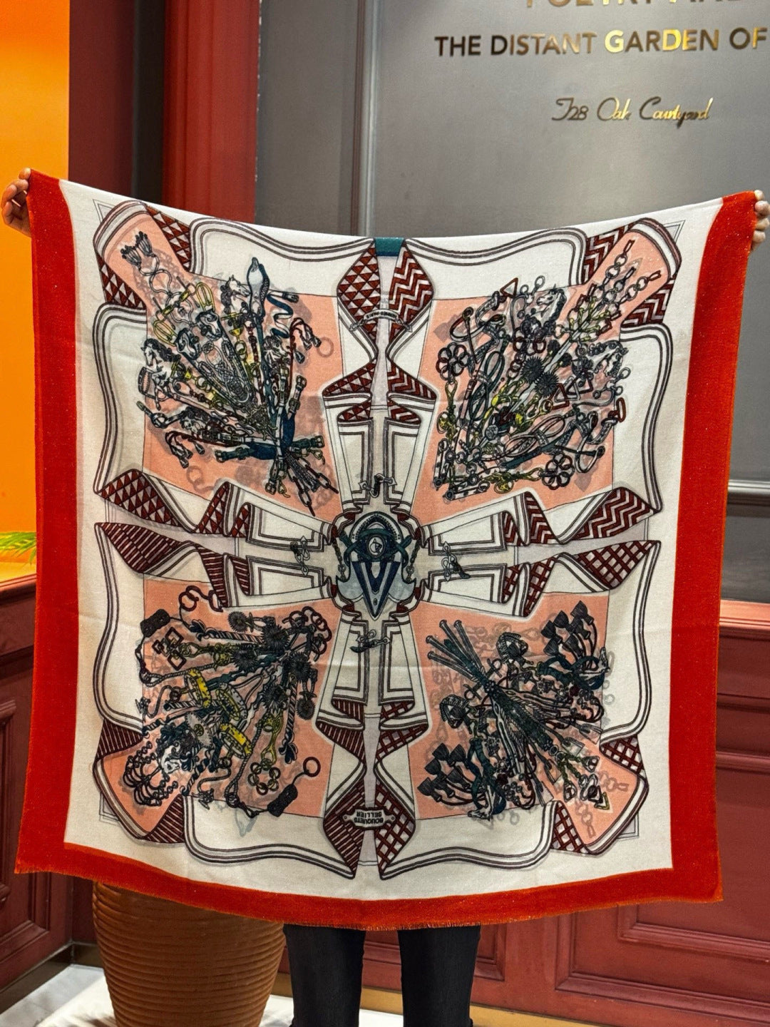 HM 26s Double-sided Scarf 200*100 Rouge Vif White Cashmere 153177