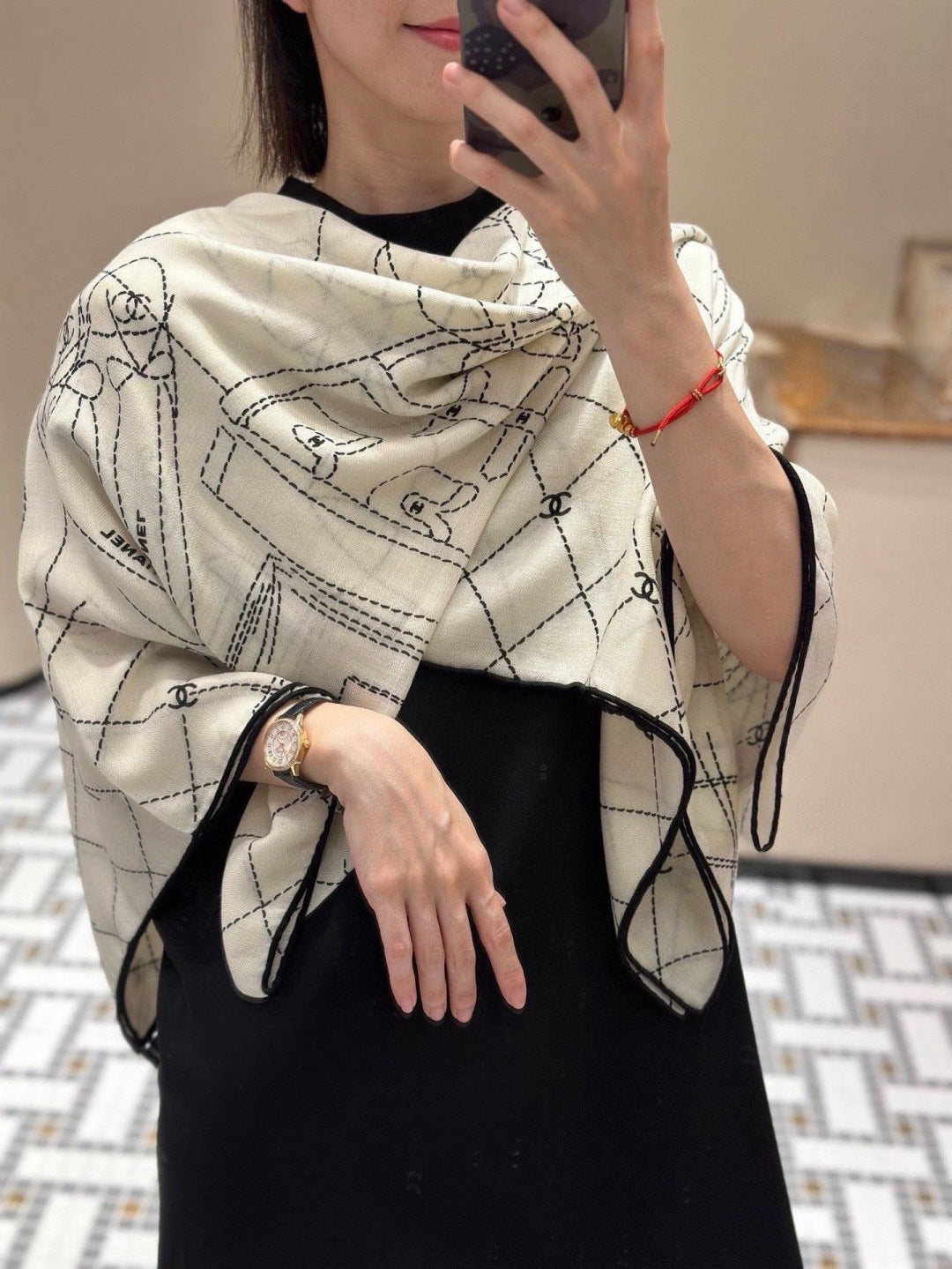 Chanel 26s Scarf 140 In Cashmere And Silk 304715