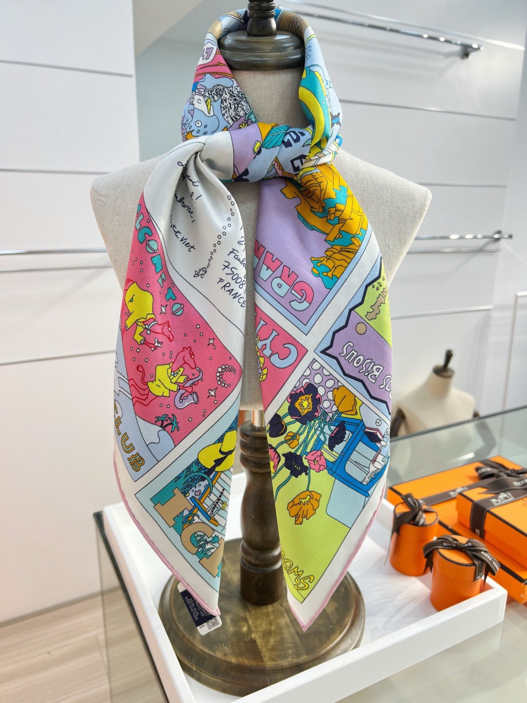 Hermes 26s Printed Square Scarf 90 In Silk 309945
