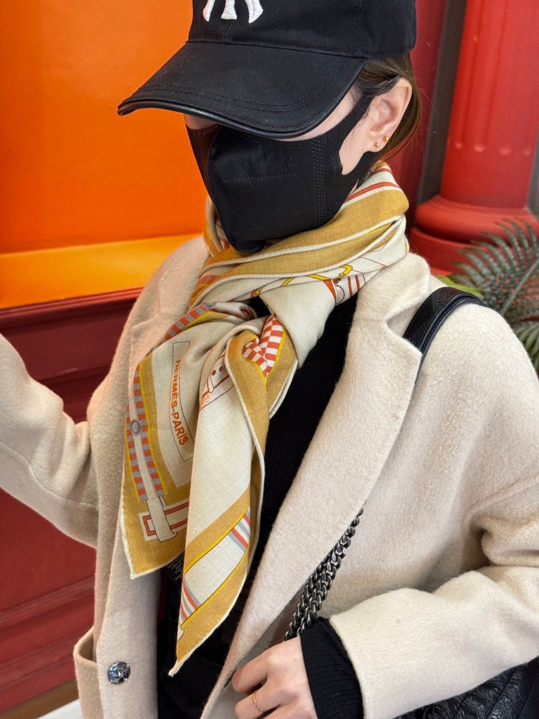 HM Scarf 140x140 Colorful Twill Silk Cashmere 566912