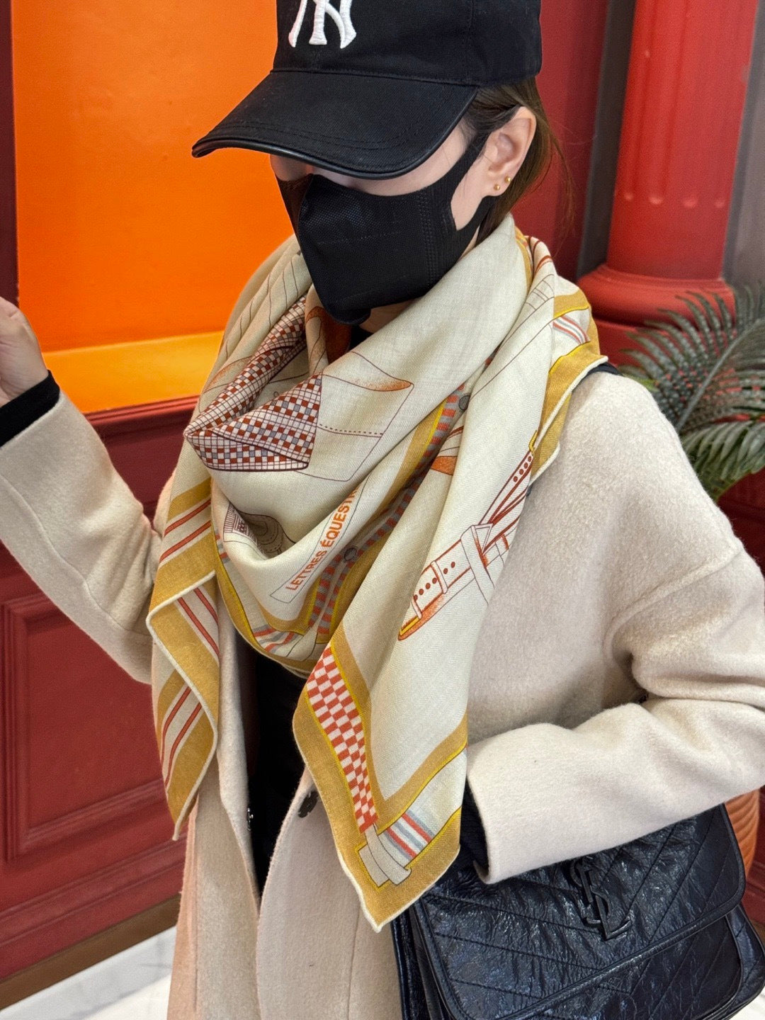 HM Scarf 140x140 Colorful Twill Silk Cashmere 566912