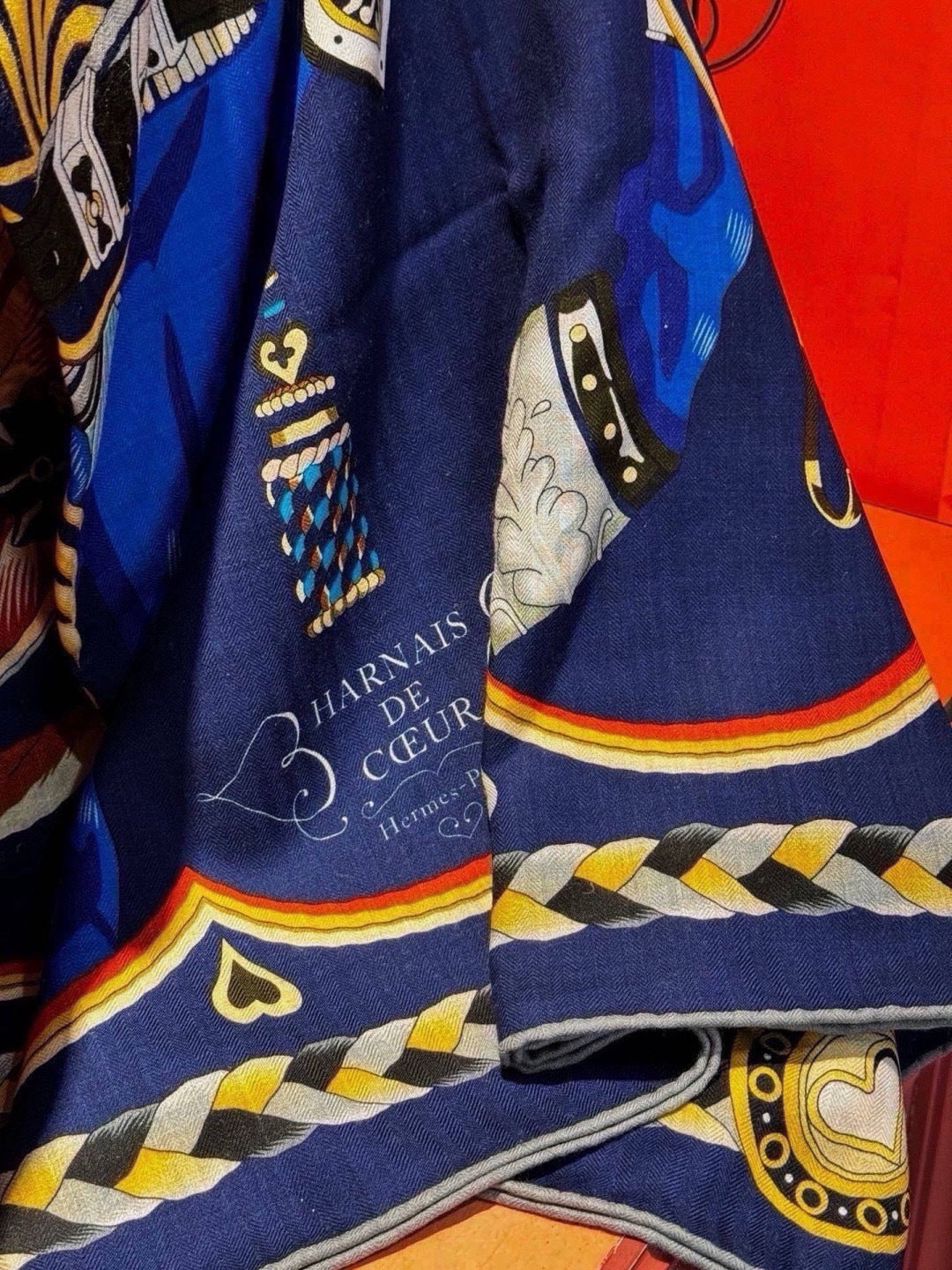 HM Scarf 140x140 Colorful Twill Silk Cashmere 571946