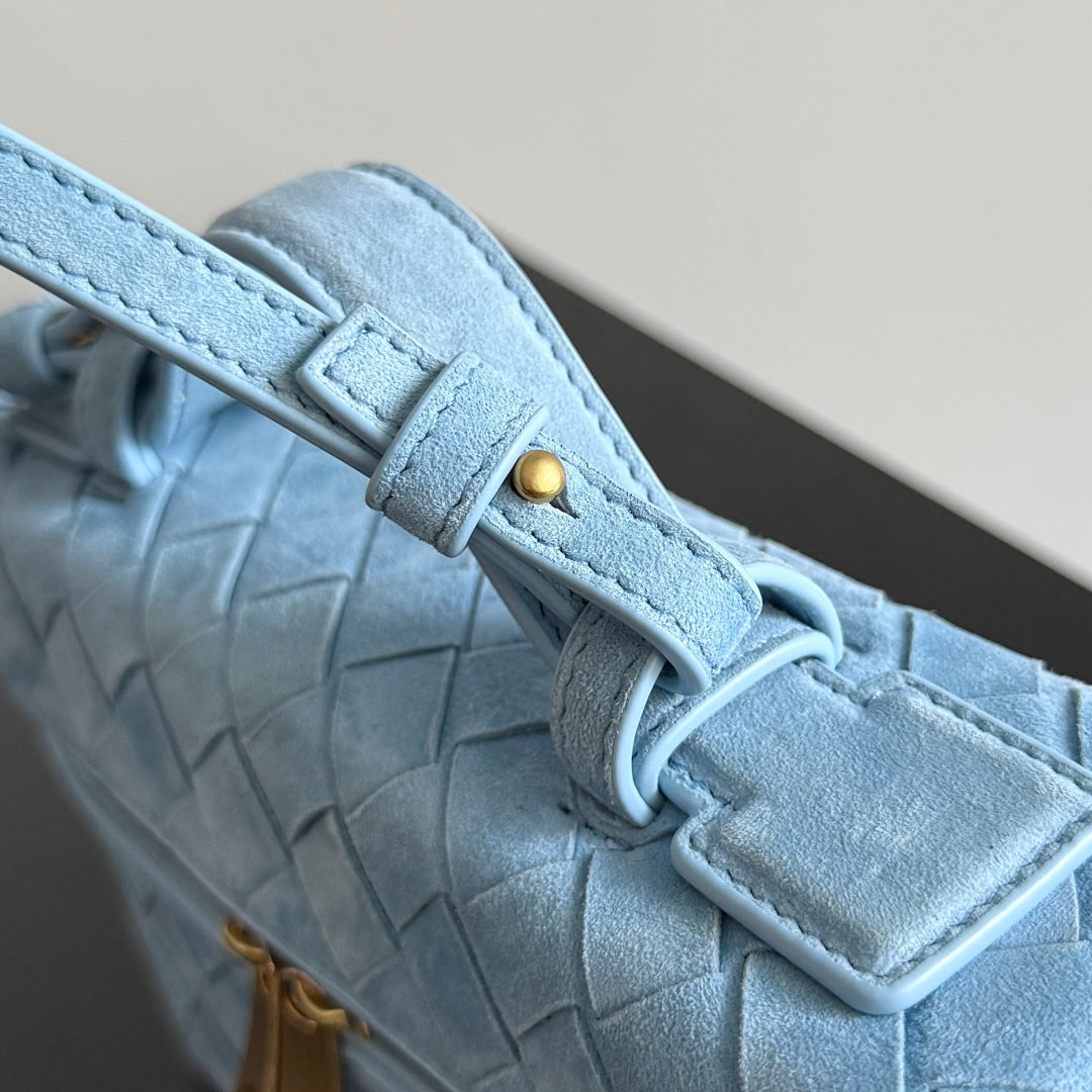 BV Bang Bang Crossbody Bag 22cm Blue Intrecciato Suede