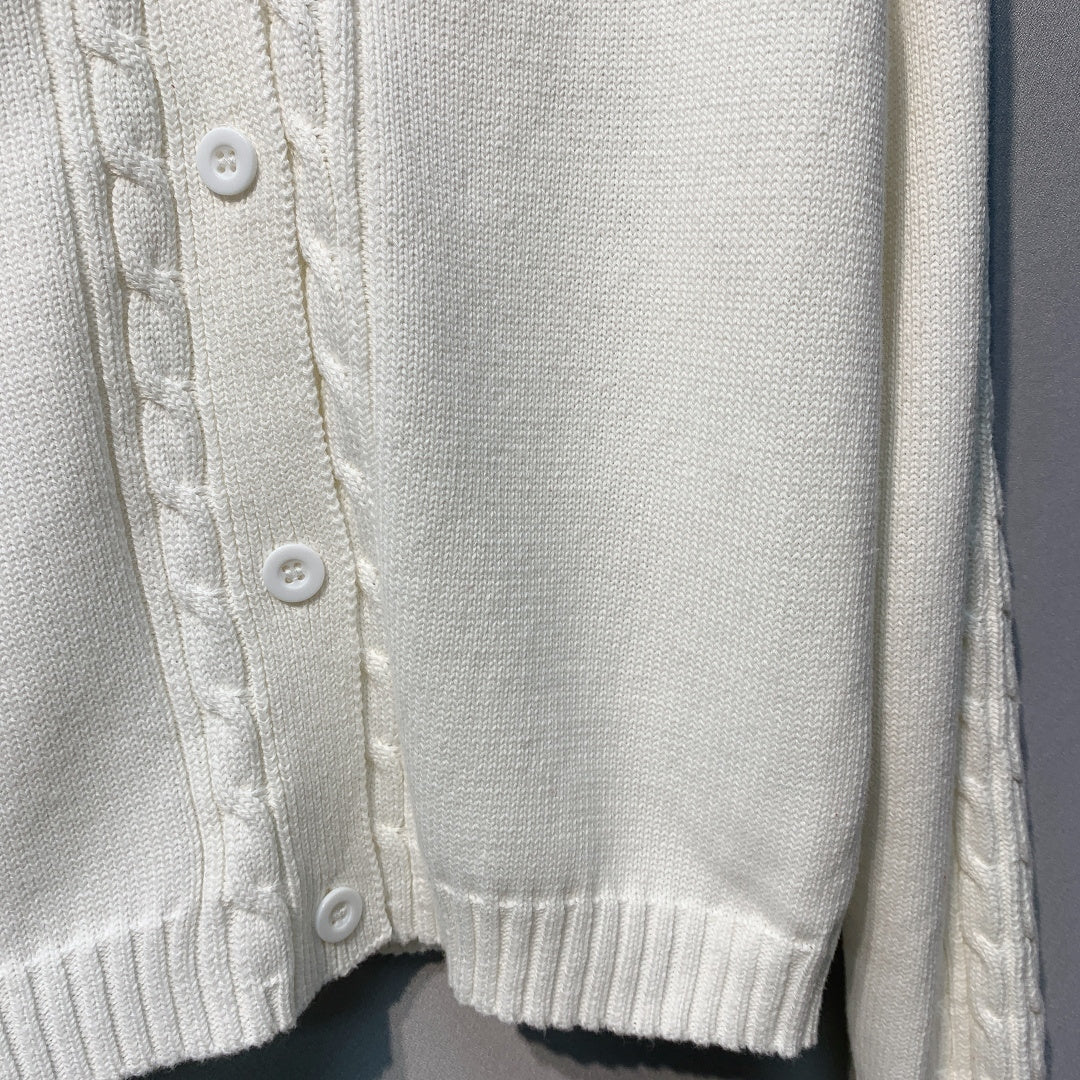 MaxMara Knit V-neck White Wool cardigan 342106