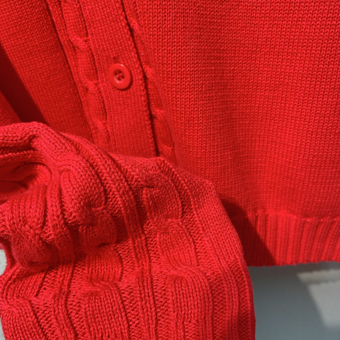 MaxMara Knit V-neck Red Wool cardigan 342107