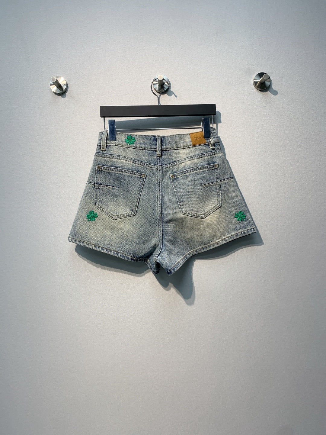 CD Clover Embroidered Shorts Jeans Blue Stonewashed Cotton 350922