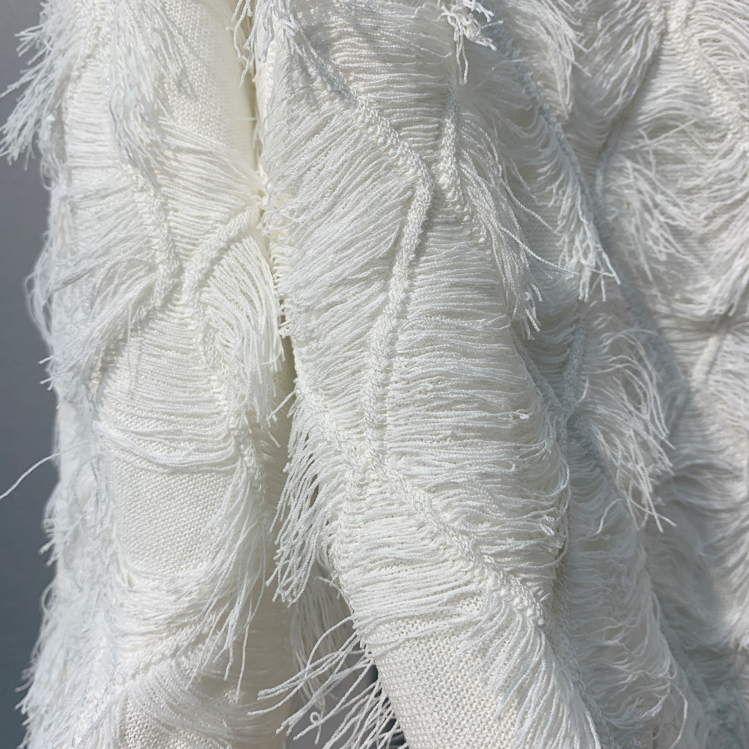 CC SS26 Feather-Trimmed Chiffon Top White Chiffon 350962