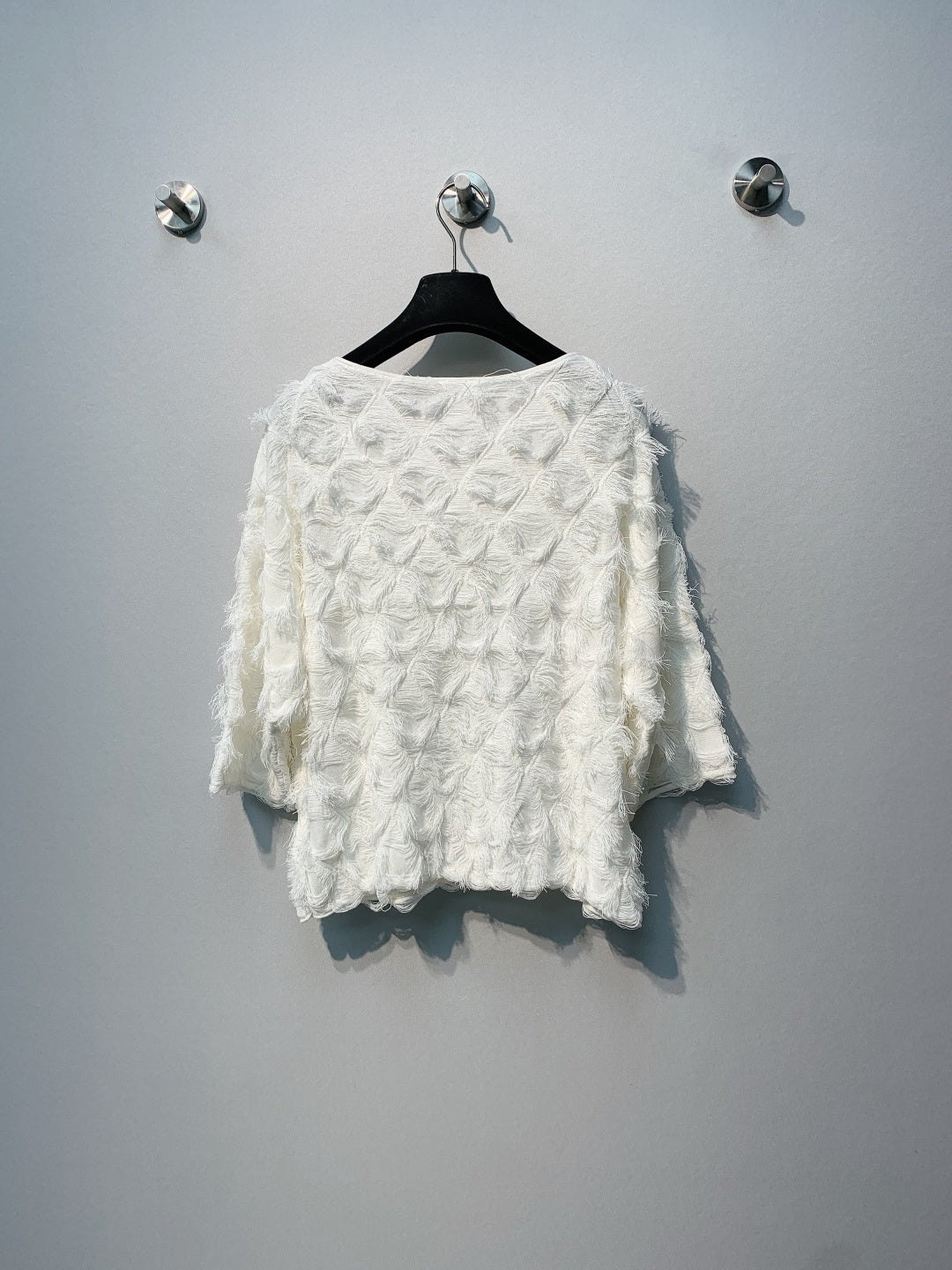 CC SS26 Feather-Trimmed Chiffon Top White Chiffon 350962