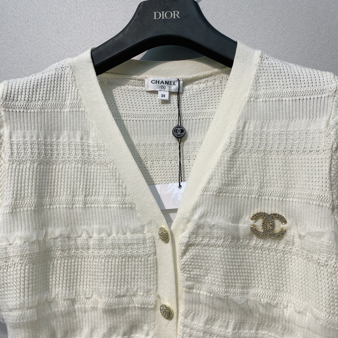 CC 26s V-Neck Short Sleeves Ivory Wool 362602