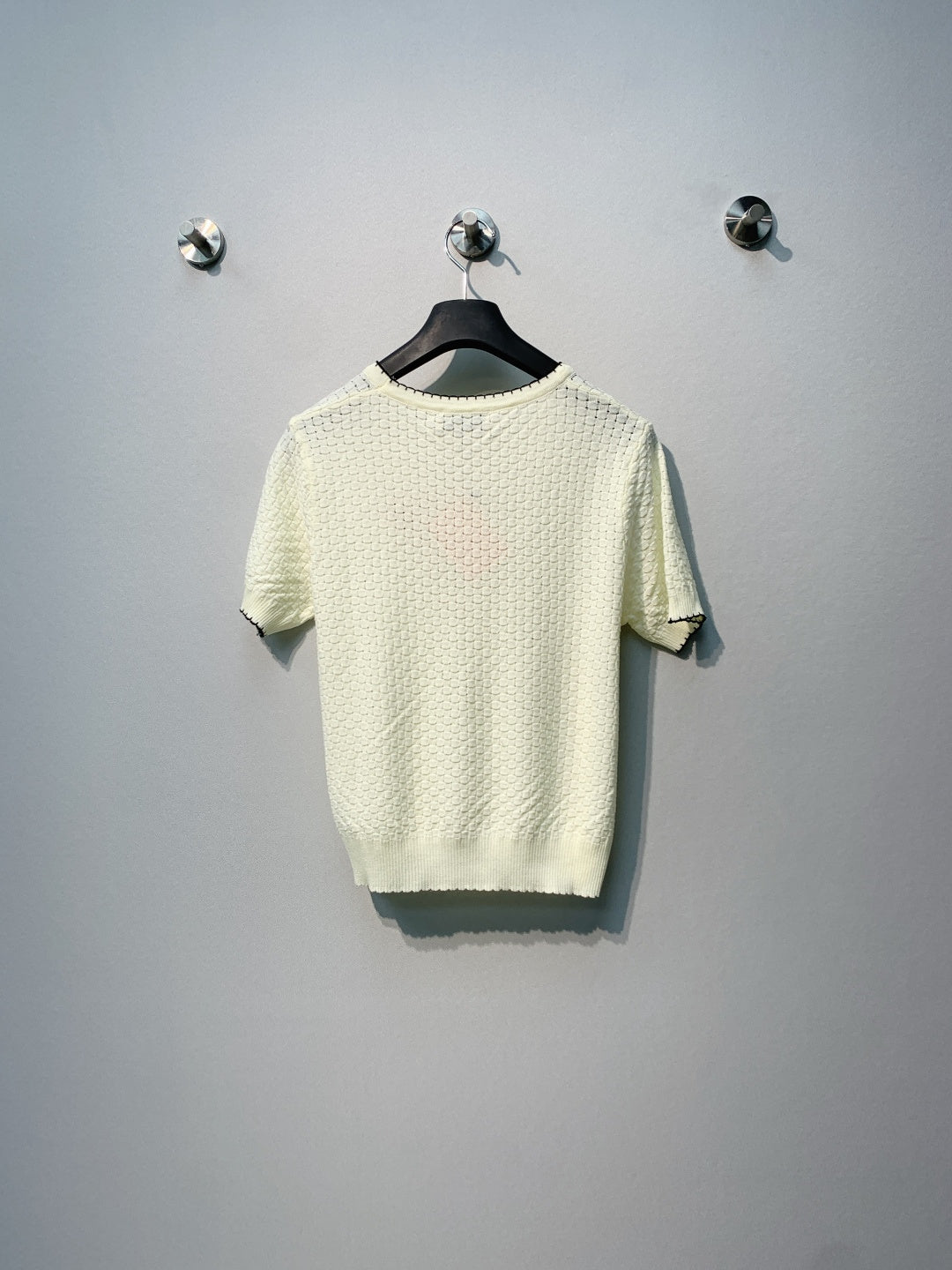 Miu Miu Short-Sleeve Knitwear White Linen Acrylic Lyocell 362609