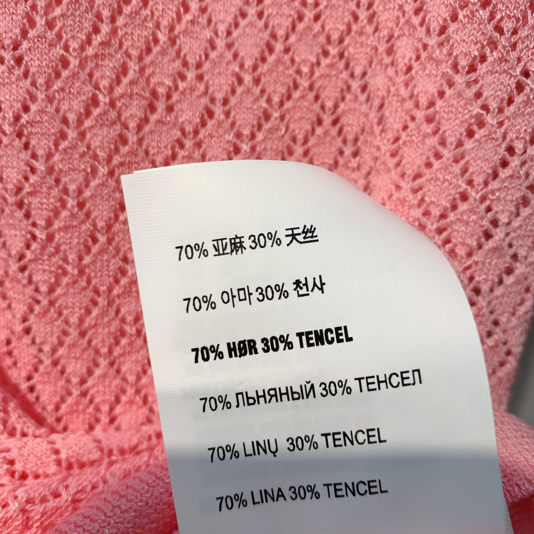 Miu Miu Knit Short-Sleeve Pink Linen Tencel 362609