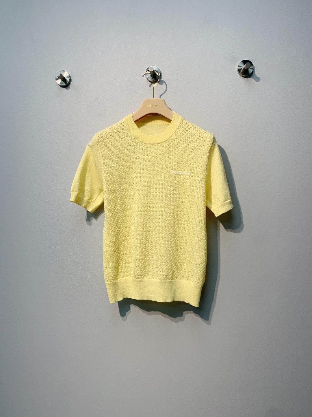 Miu Miu Knit Short-Sleeve Yellow Linen Tencel 362611