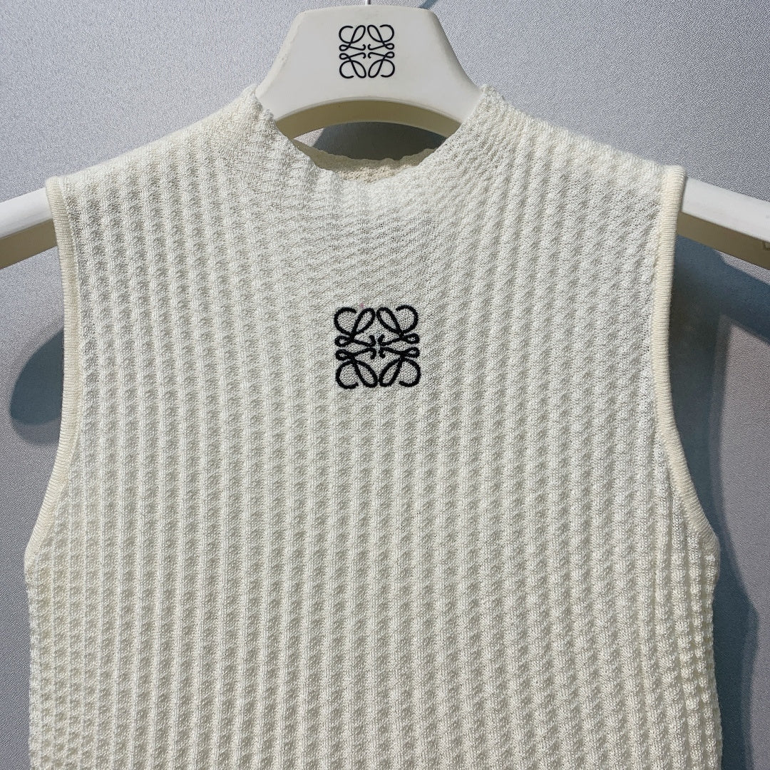 Loewe Anagram Tank Top White Ribbed Cotton 362625