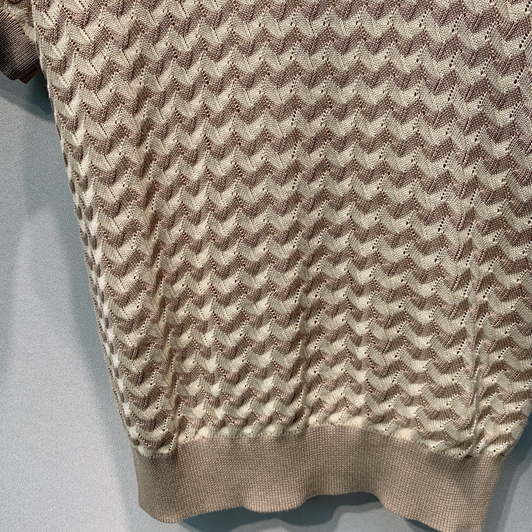 Miu 26s Short-Sleeve T-Shirt Brown White Knit 395917