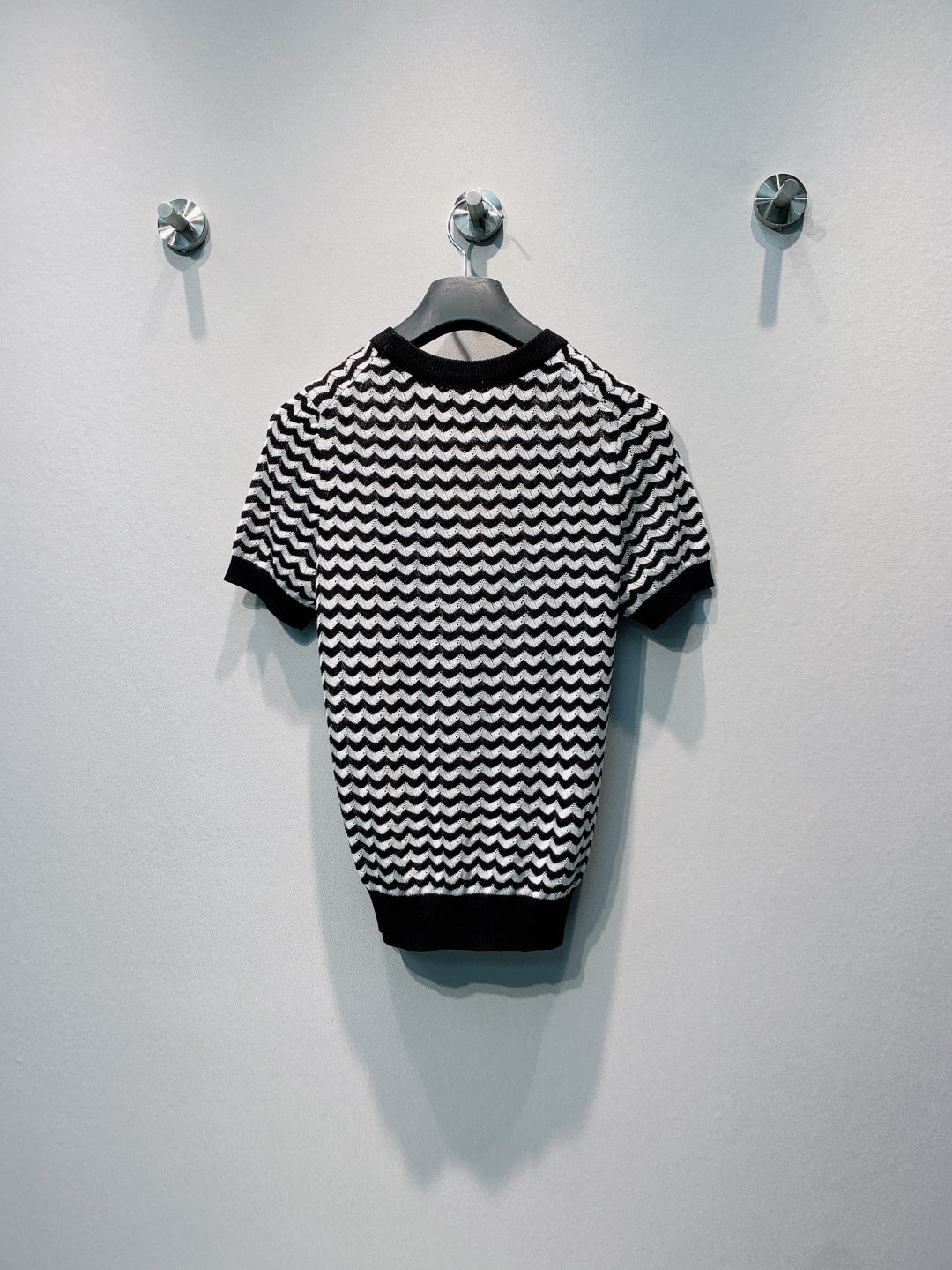 Miu 26s Short-Sleeve T-Shirt Black White Knit 395919