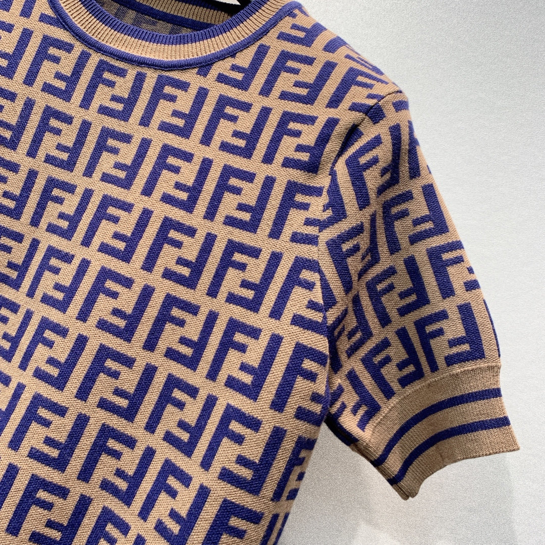 Fendi 26s Monogram Knit Short-Sleeve T-Shirt 406283