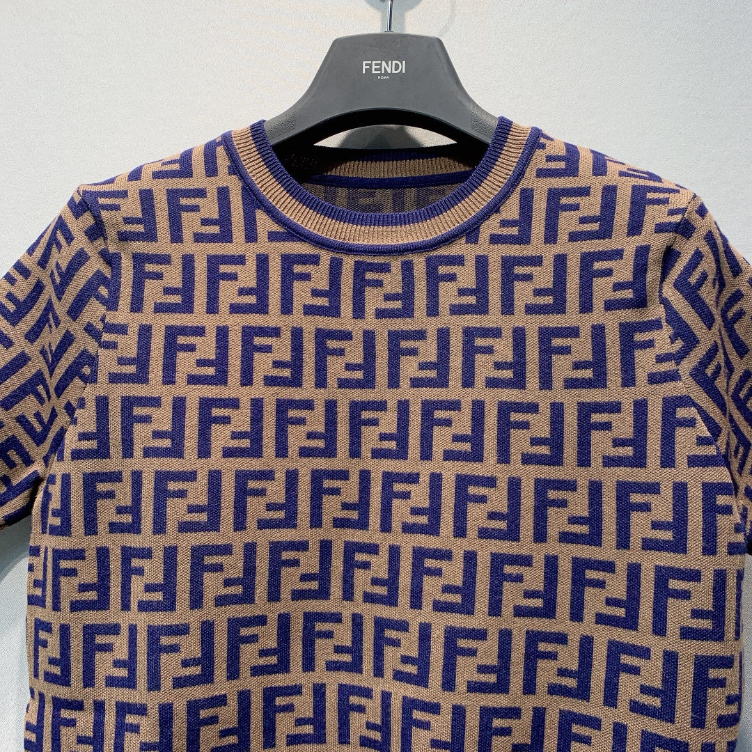 Fendi 26s Monogram Knit Short-Sleeve T-Shirt 406283