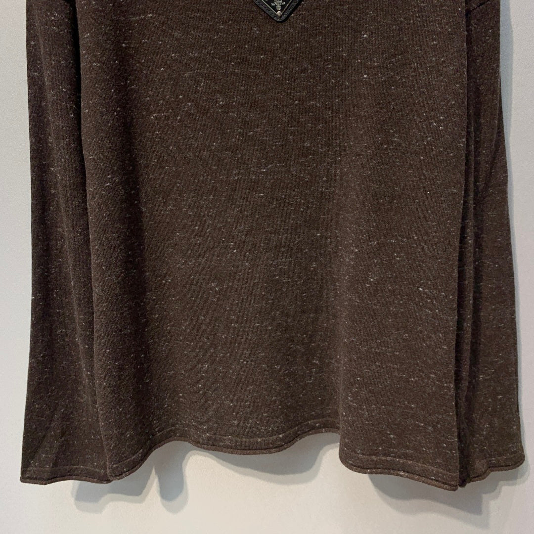 Prada Triangle Logo Knit Sweater Brown Wool 421189