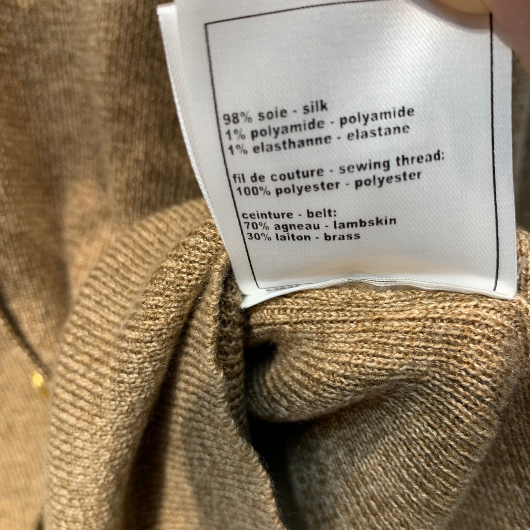 CC 26s Tie-front Knit Cardigan Khaki Wool 421207